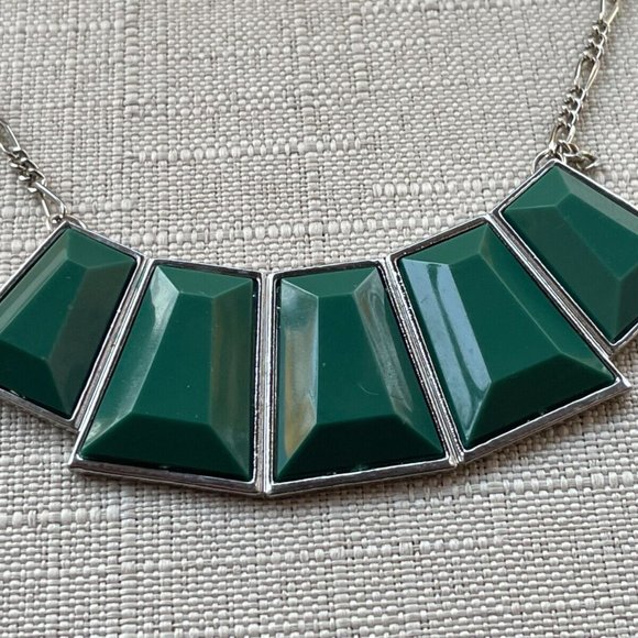 Necklace Women Fashion Jewelry Green Faux Stone Pendant Statement Neckalce - Picture 6 of 11